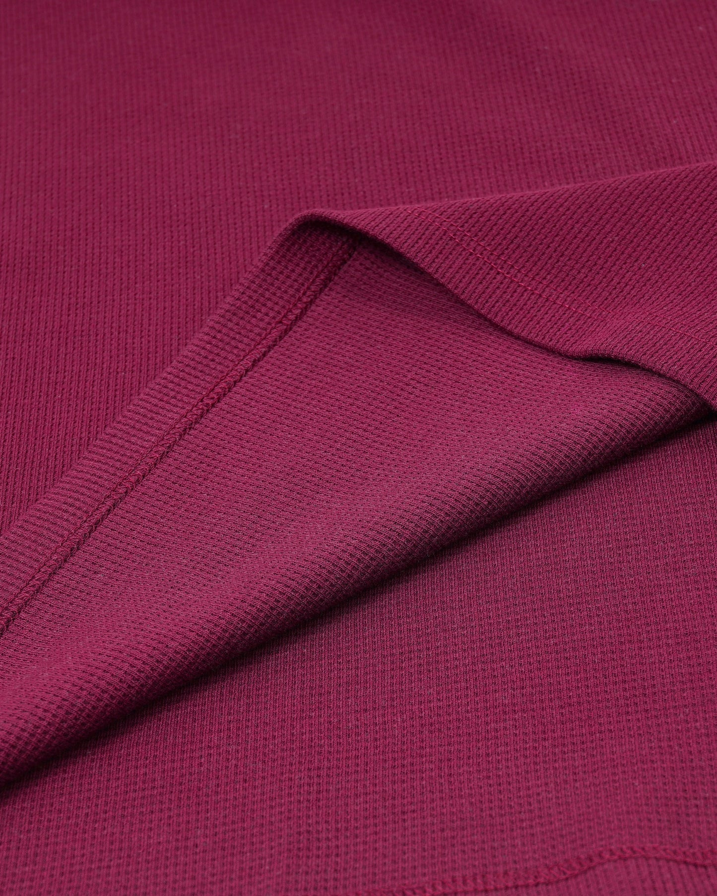 Long Sleeve Waffle Knit Henley (Burgundy) - Kingsted