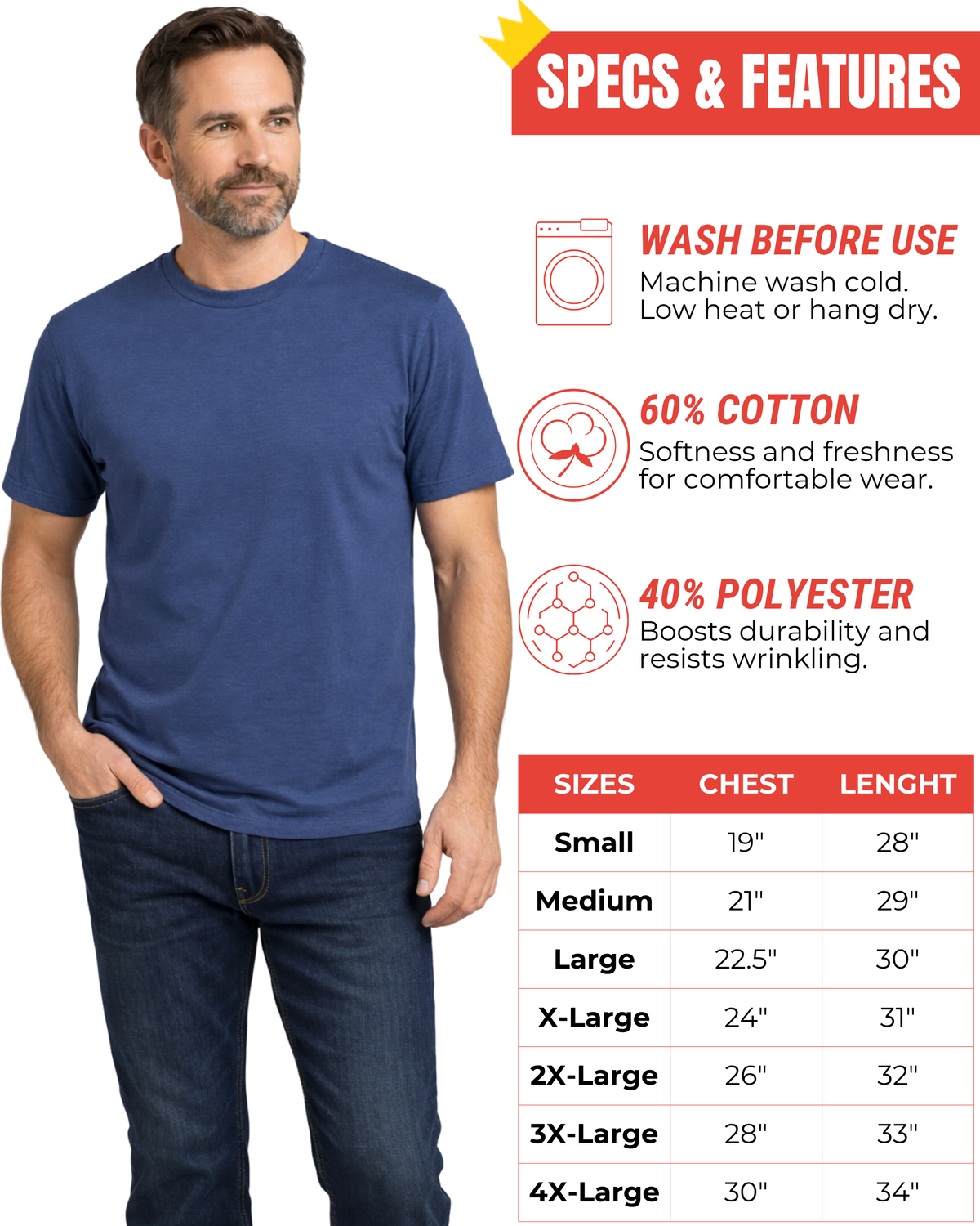 Short Sleeve Crewneck T-Shirts Multipack (Black 3 Pack)