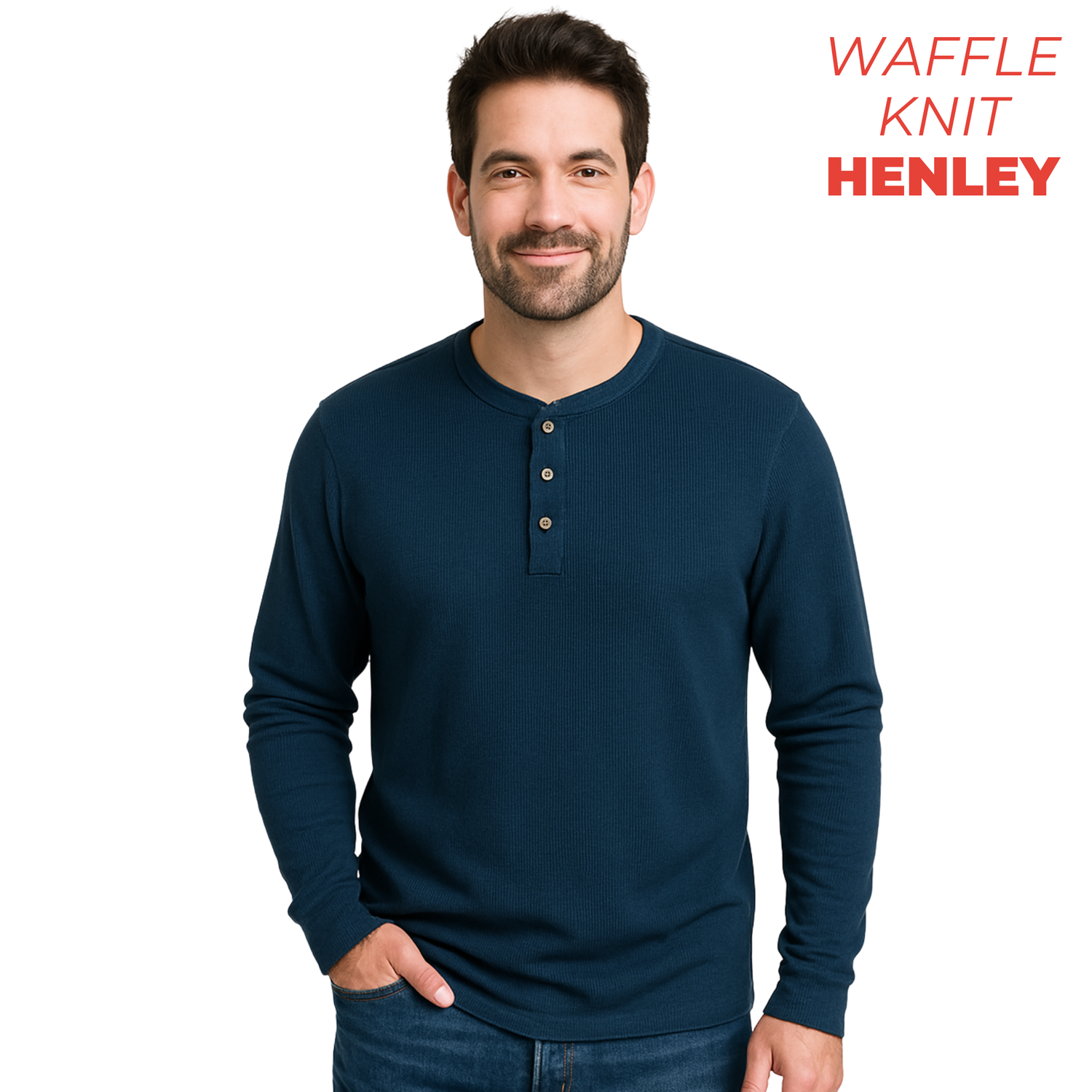 Waffle Knit Henley