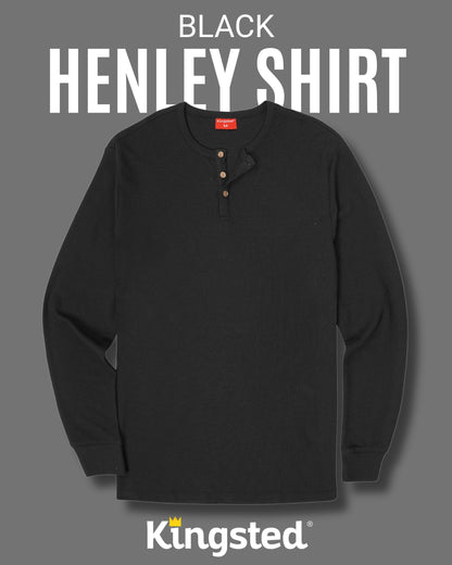 Long Sleeve Waffle Knit Henley Multipack (Monochrome 3-Pack) - Kingsted
