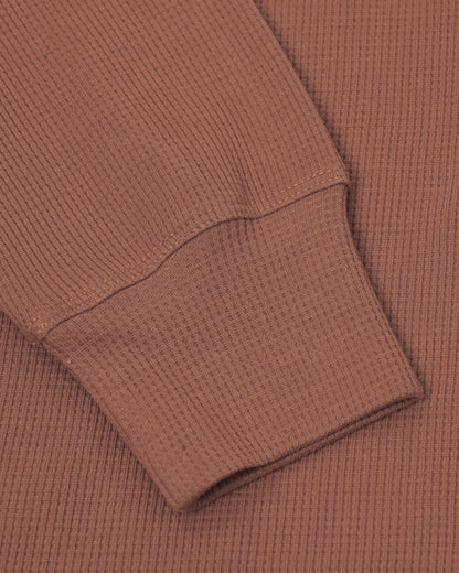 Long Sleeve Waffle Knit Henley (Brown) - Kingsted
