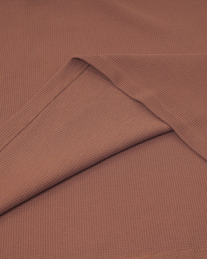 Long Sleeve Waffle Knit Henley (Brown) - Kingsted