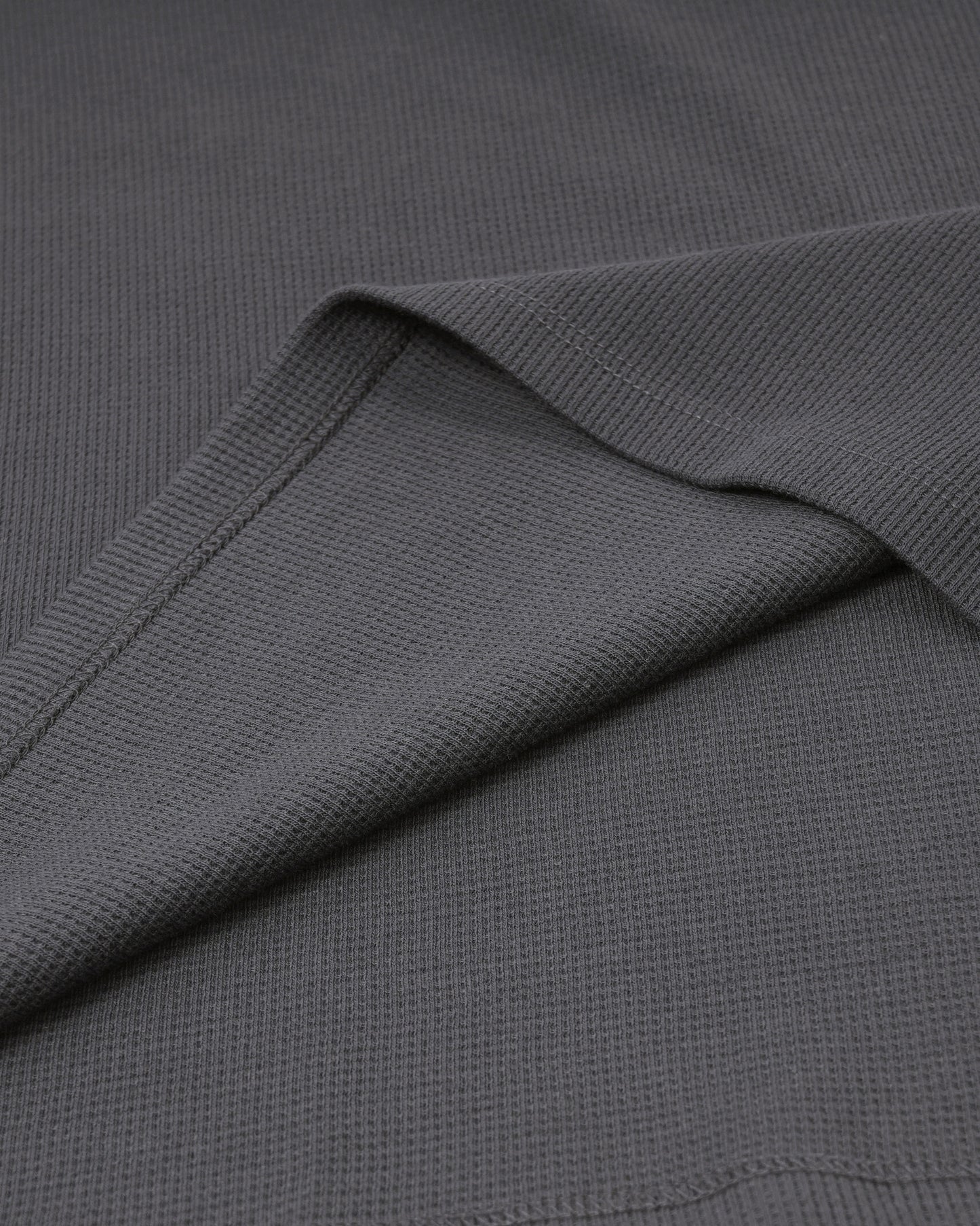 Long Sleeve Waffle Knit Henley (Charcoal) - Kingsted