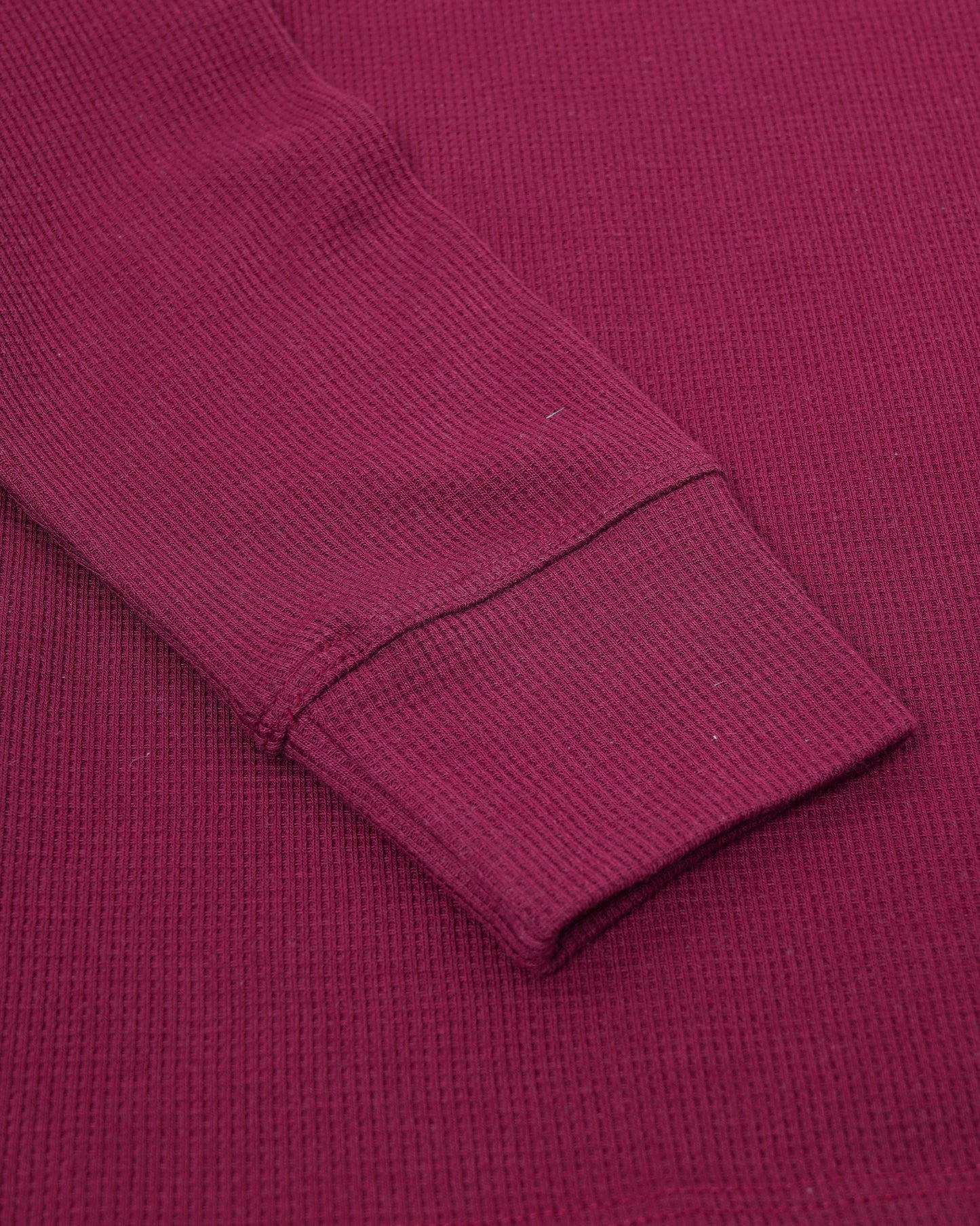 Long Sleeve Waffle Knit Henley (Burgundy) - Kingsted