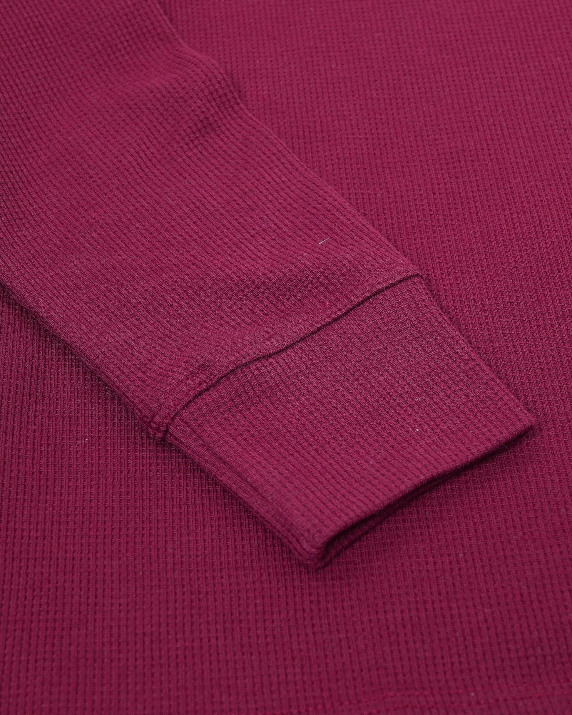 Long Sleeve Waffle Knit Henley (Burgundy) - Kingsted