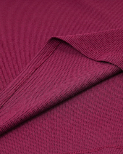 Long Sleeve Waffle Knit Henley (Burgundy) - Kingsted