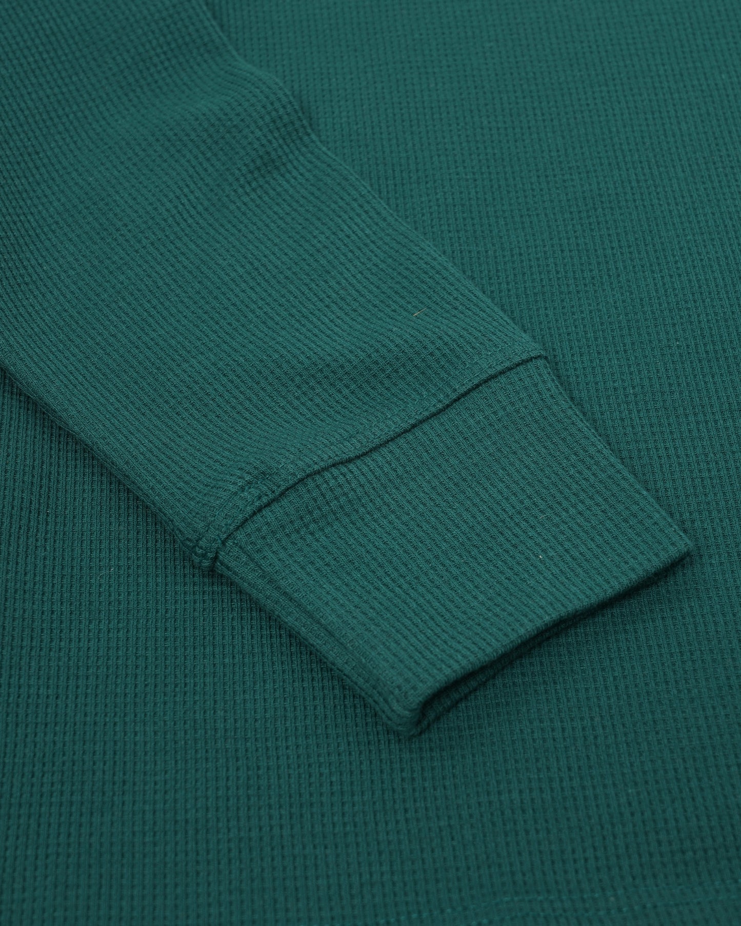 Long Sleeve Waffle Knit Henley (Dark Green) - Kingsted