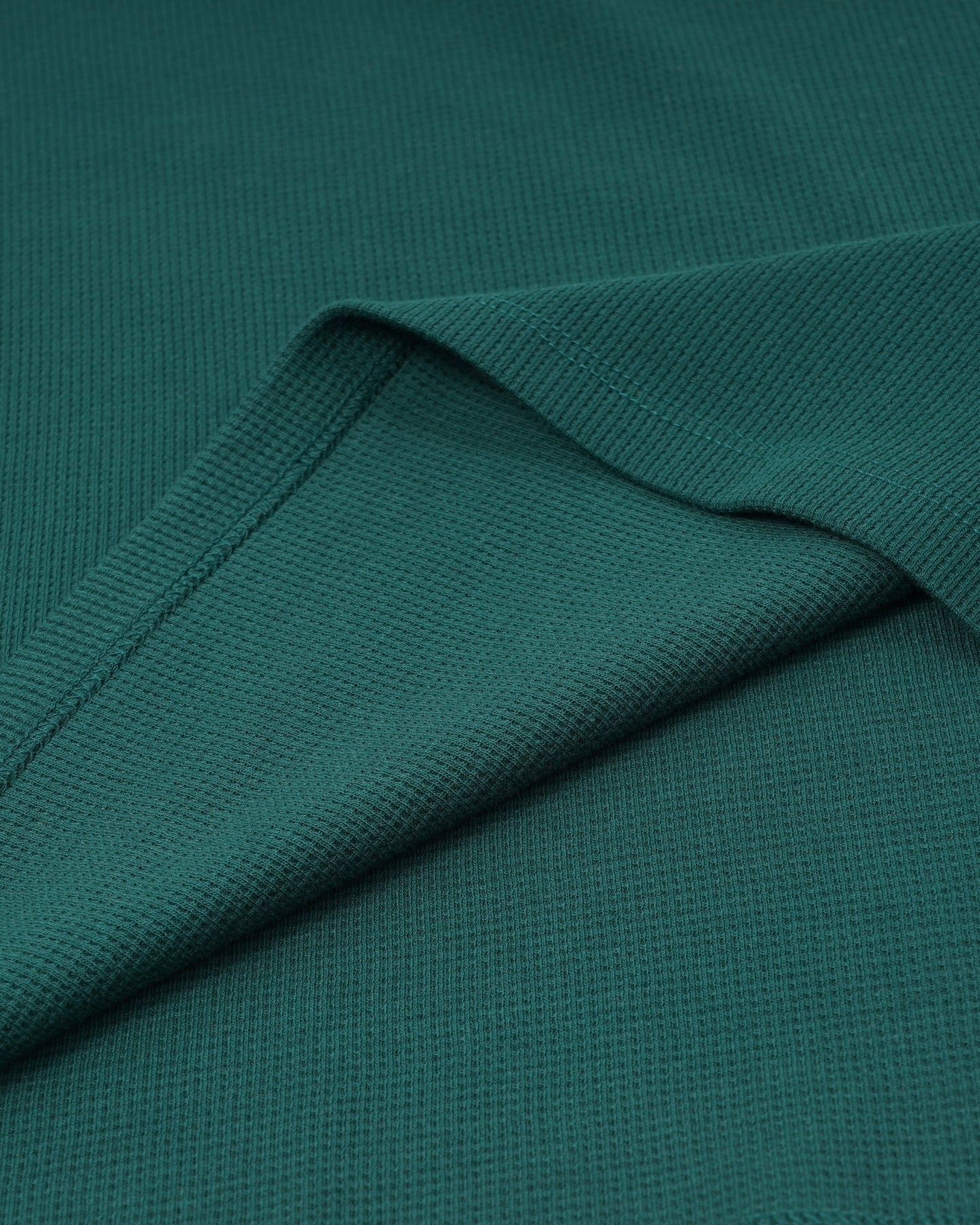 Long Sleeve Waffle Knit Henley (Dark Green) - Kingsted