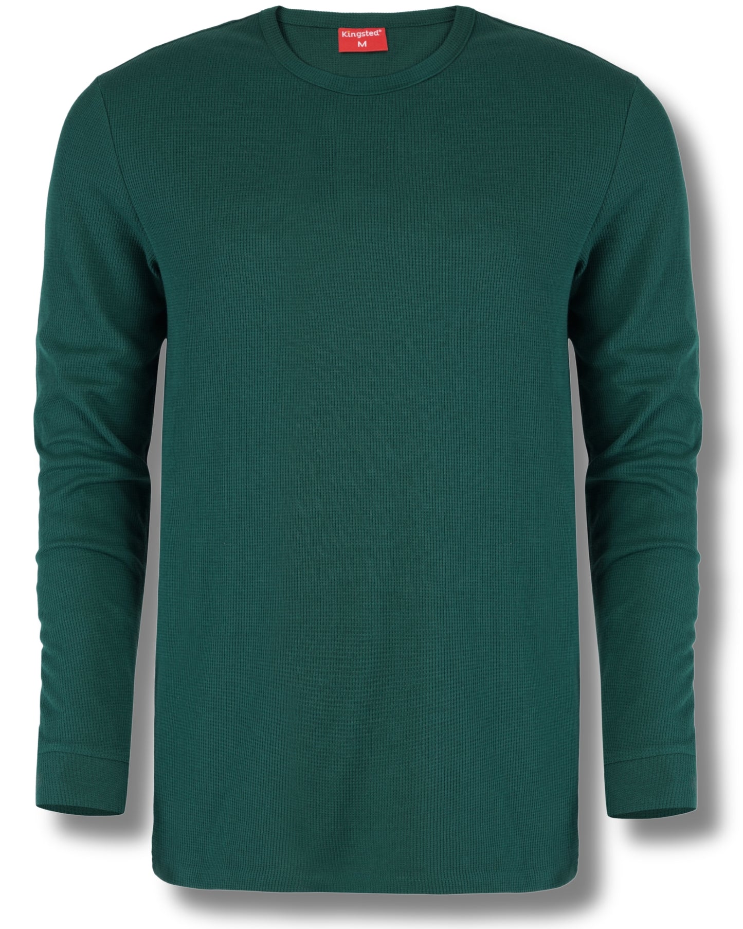 Long Sleeve Thermal Waffle Knit Shirts (Dark Green) - Kingsted
