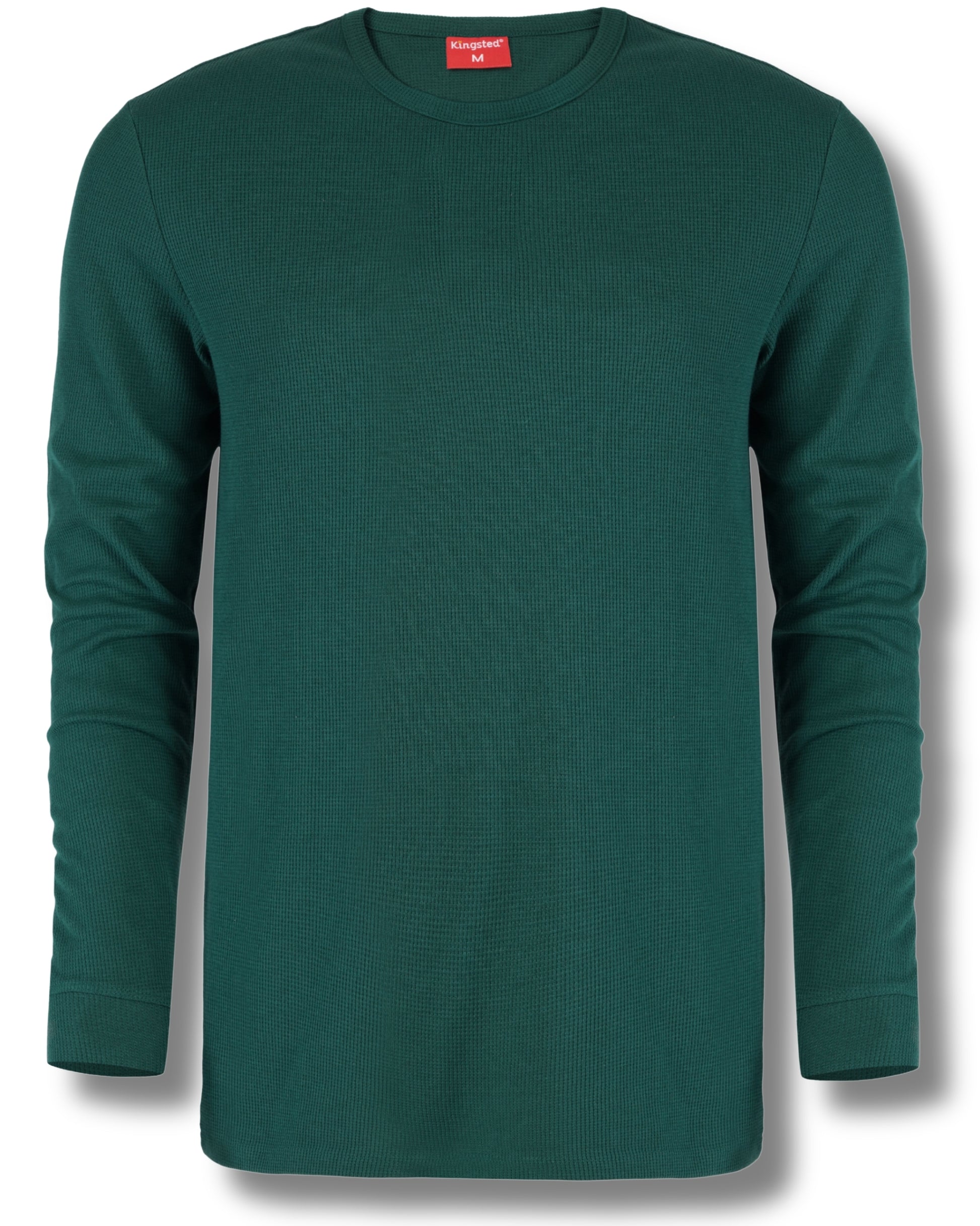 Long Sleeve Thermal Waffle Knit Shirts (Dark Green) - Kingsted