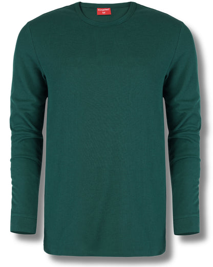 Long Sleeve Thermal Waffle Knit Shirts (Dark Green) - Kingsted