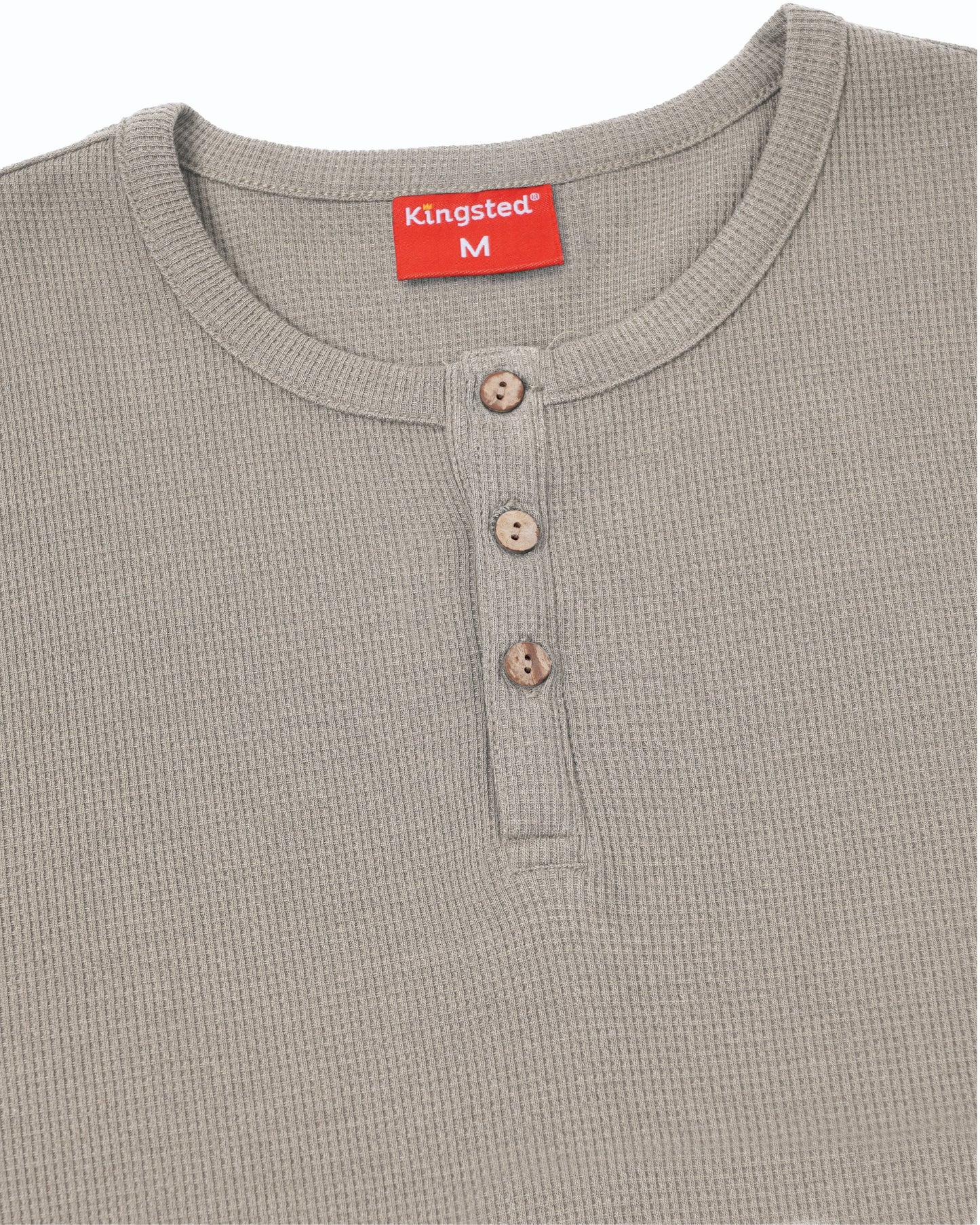 Long Sleeve Waffle Knit Henley (Grey) - Kingsted