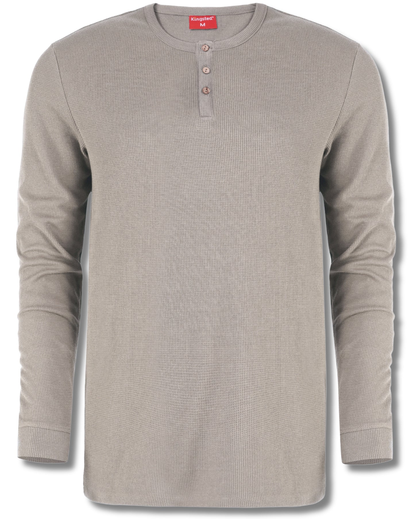 Long Sleeve Waffle Knit Henley (Grey) - Kingsted