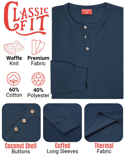 Long Sleeve Waffle Knit Henley Multipack (Classic 3-Pack) - Kingsted