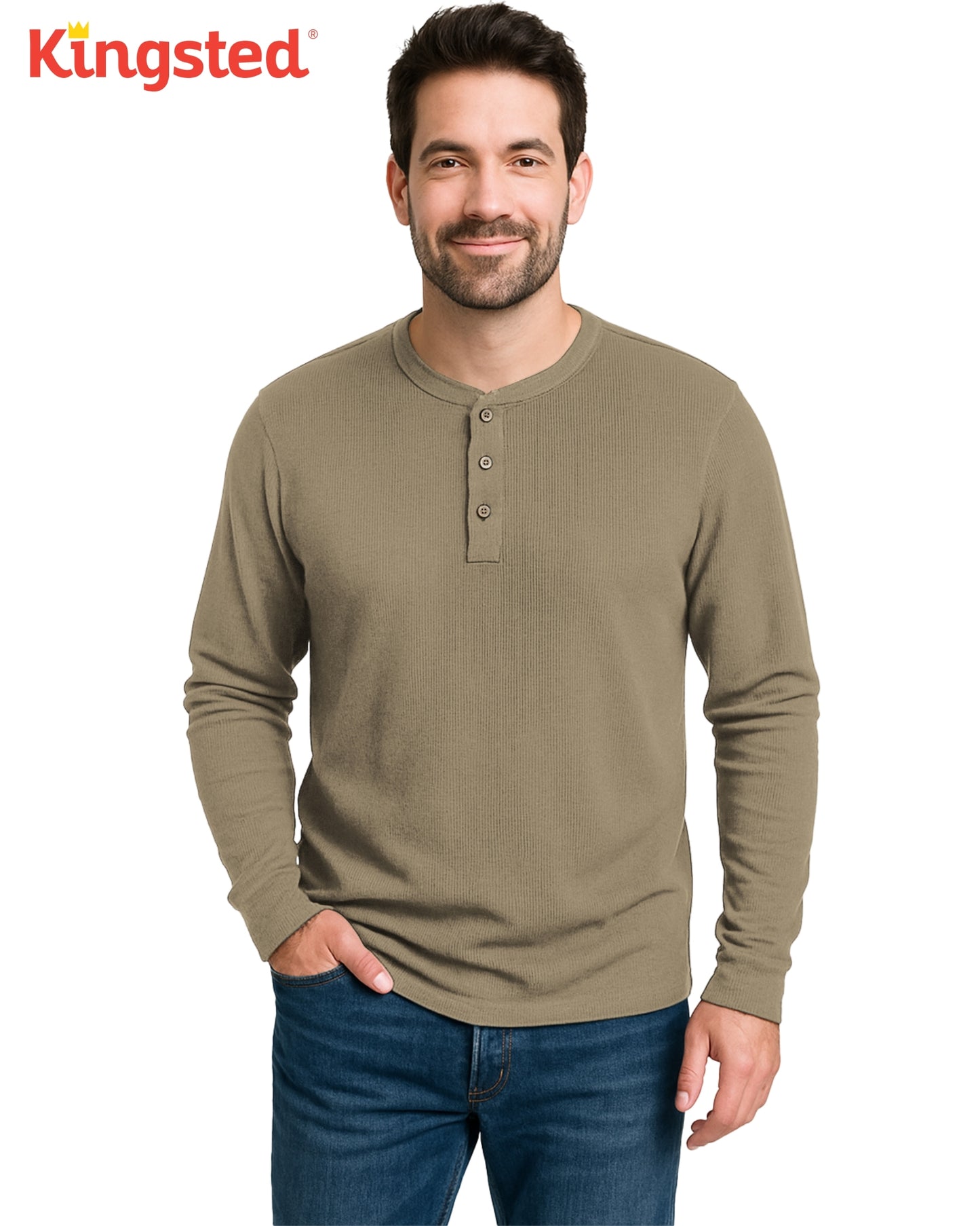 Long Sleeve Waffle Knit Henley Multipack (Camo 3-Pack) - Kingsted