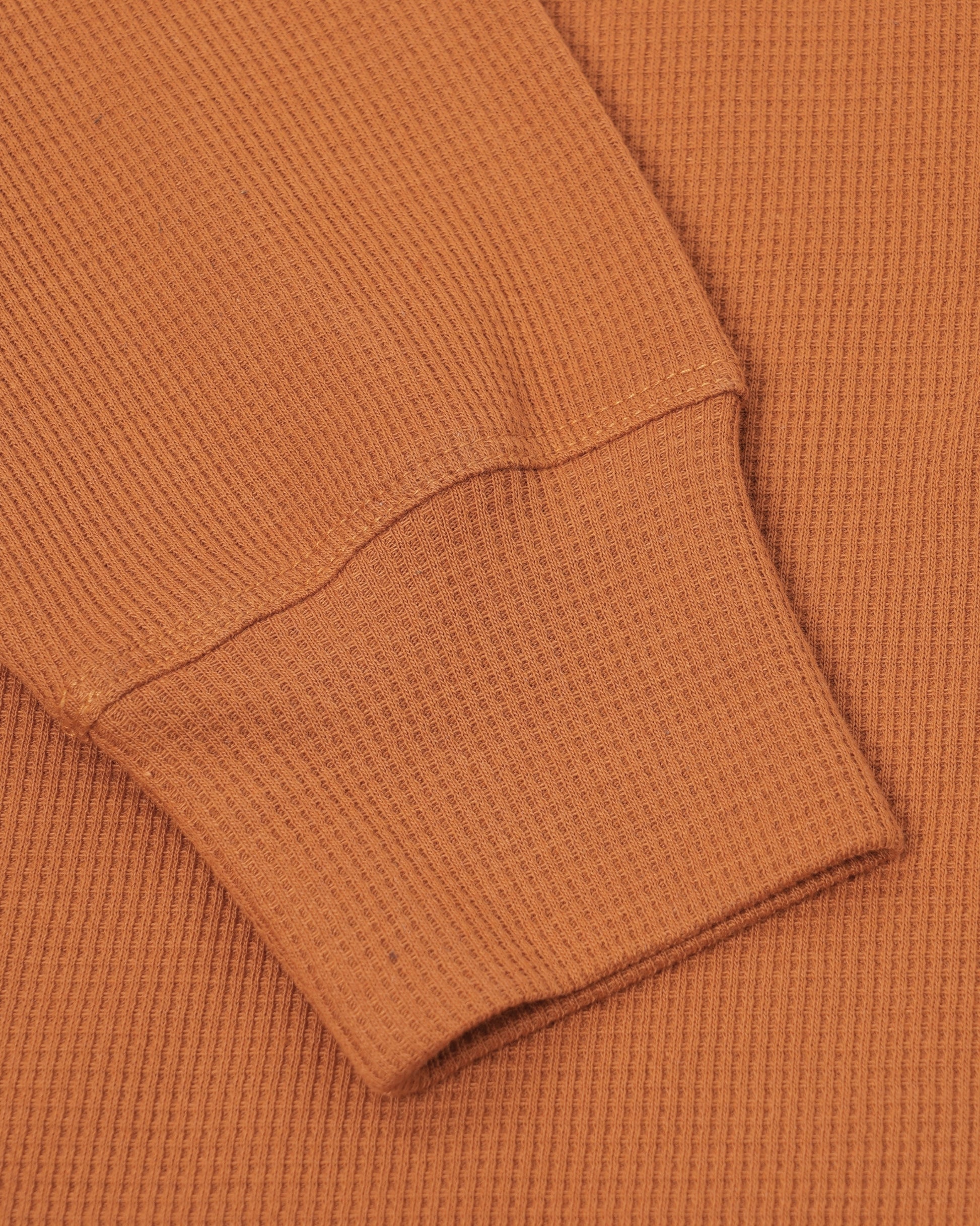 Long Sleeve Waffle Knit Henley (Rust) - Kingsted