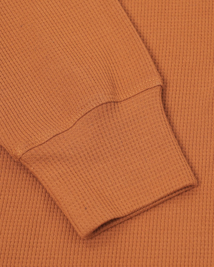 Long Sleeve Waffle Knit Henley (Rust) - Kingsted