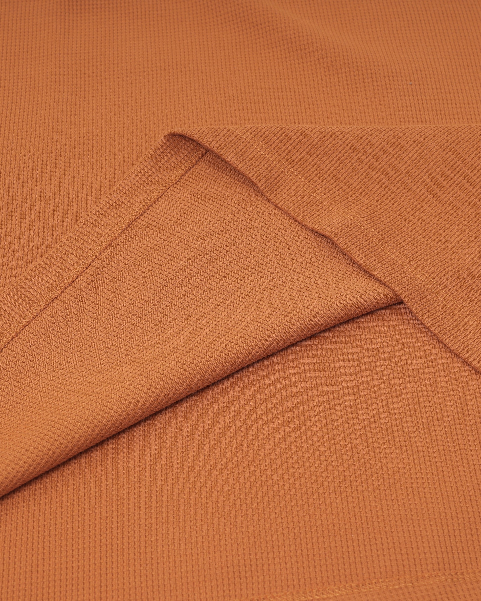 Long Sleeve Waffle Knit Henley (Rust) - Kingsted