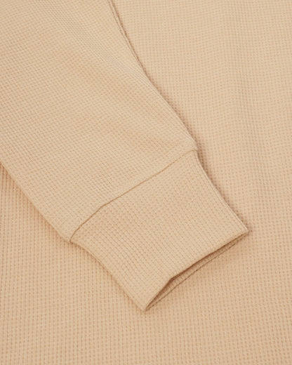 Long Sleeve Waffle Knit Henley (Sand) - Kingsted