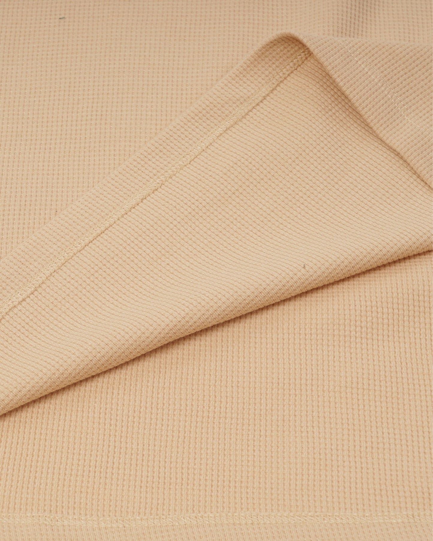 Long Sleeve Waffle Knit Henley (Sand) - Kingsted