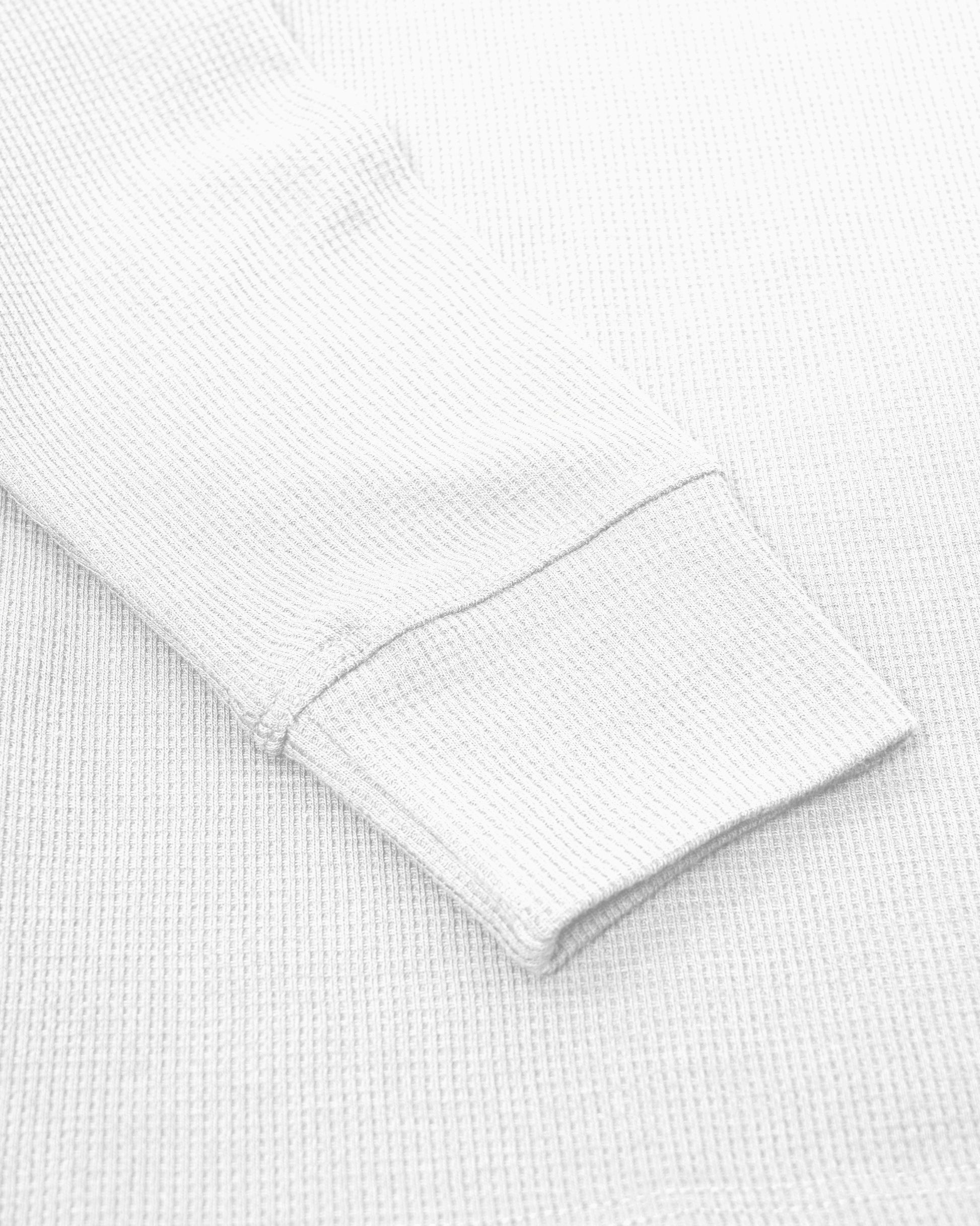 Long Sleeve Waffle Knit Henley (White) - Kingsted