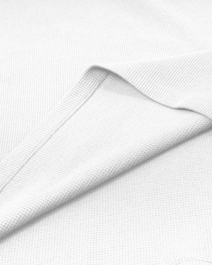 Long Sleeve Waffle Knit Henley (White) - Kingsted