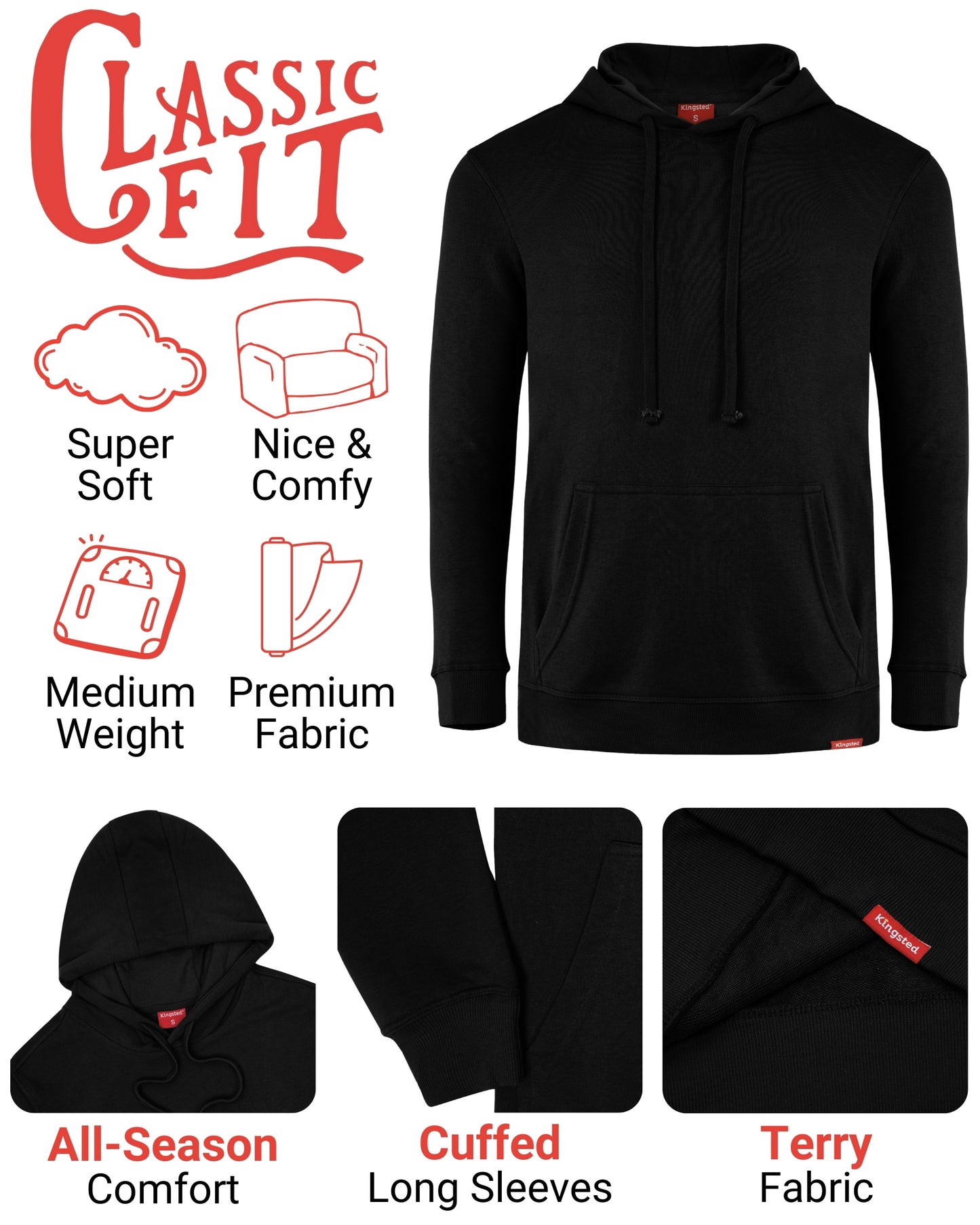 Lightweight Terry Hoodie (Black)