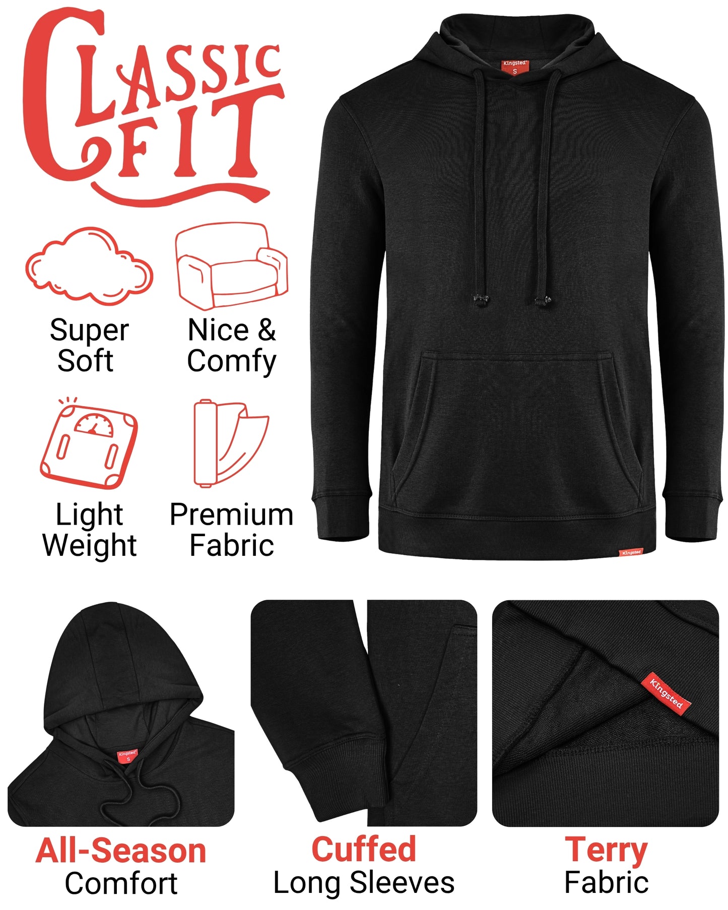 Lightweight Terry Hoodie (Black)