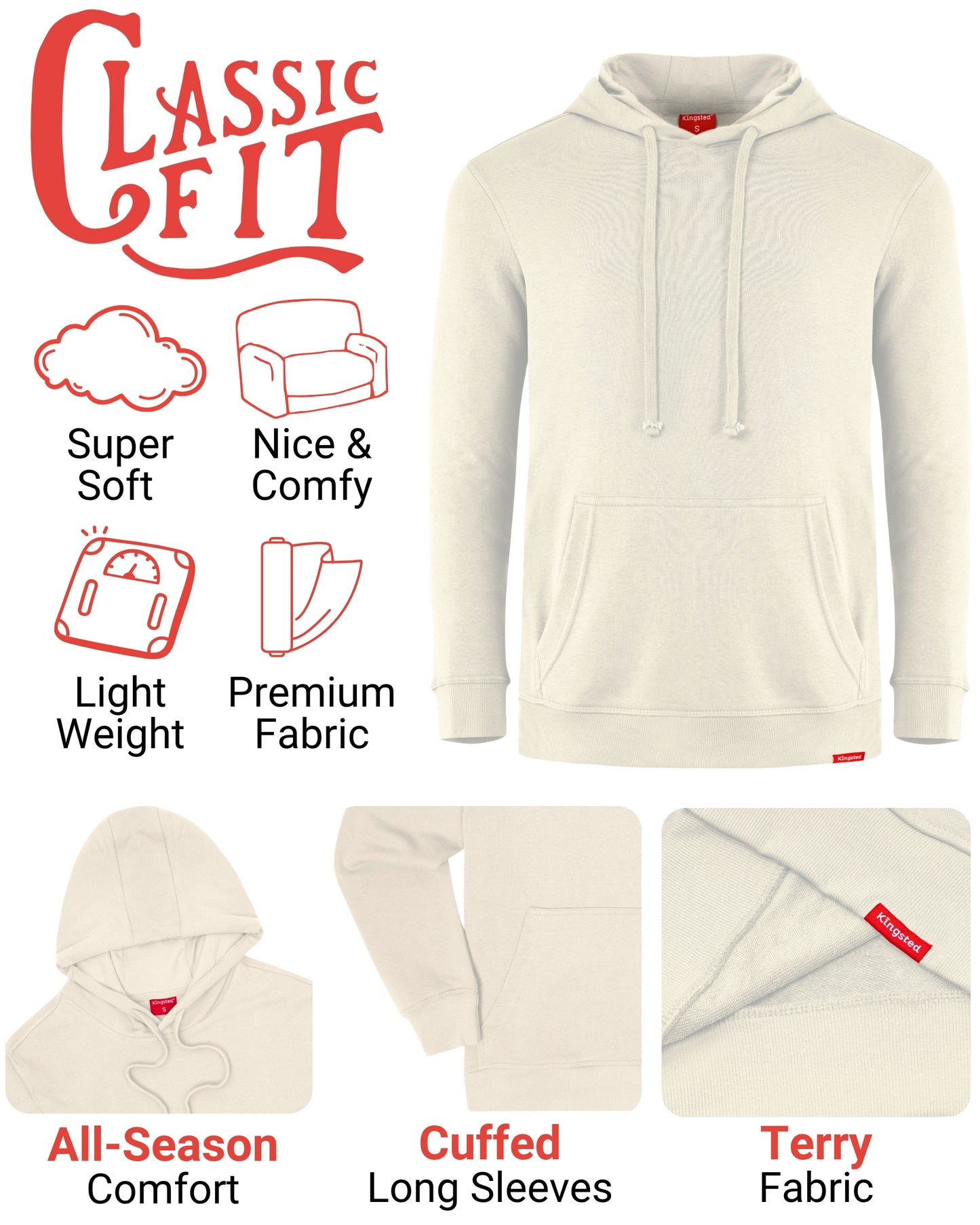Lightweight Terry Hoodie (Cream)
