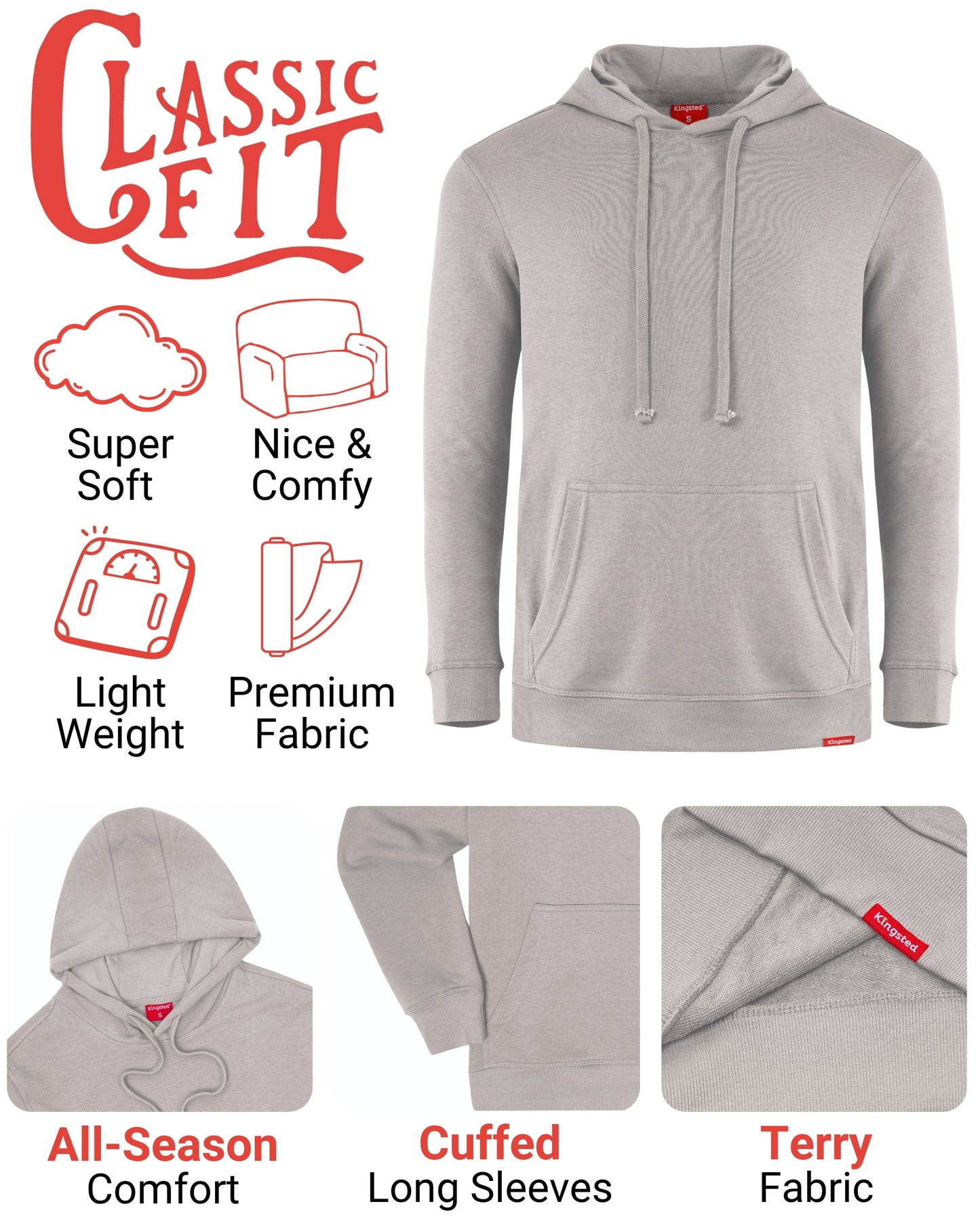 Lightweight Terry Hoodie (Grey)