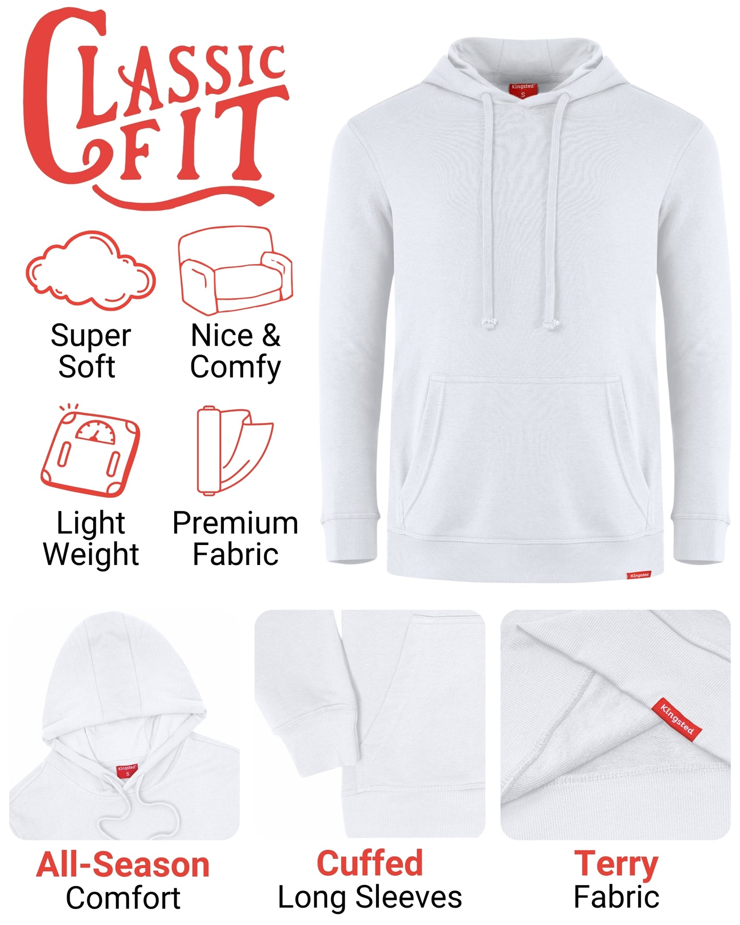 Lightweight Terry Hoodie (White)