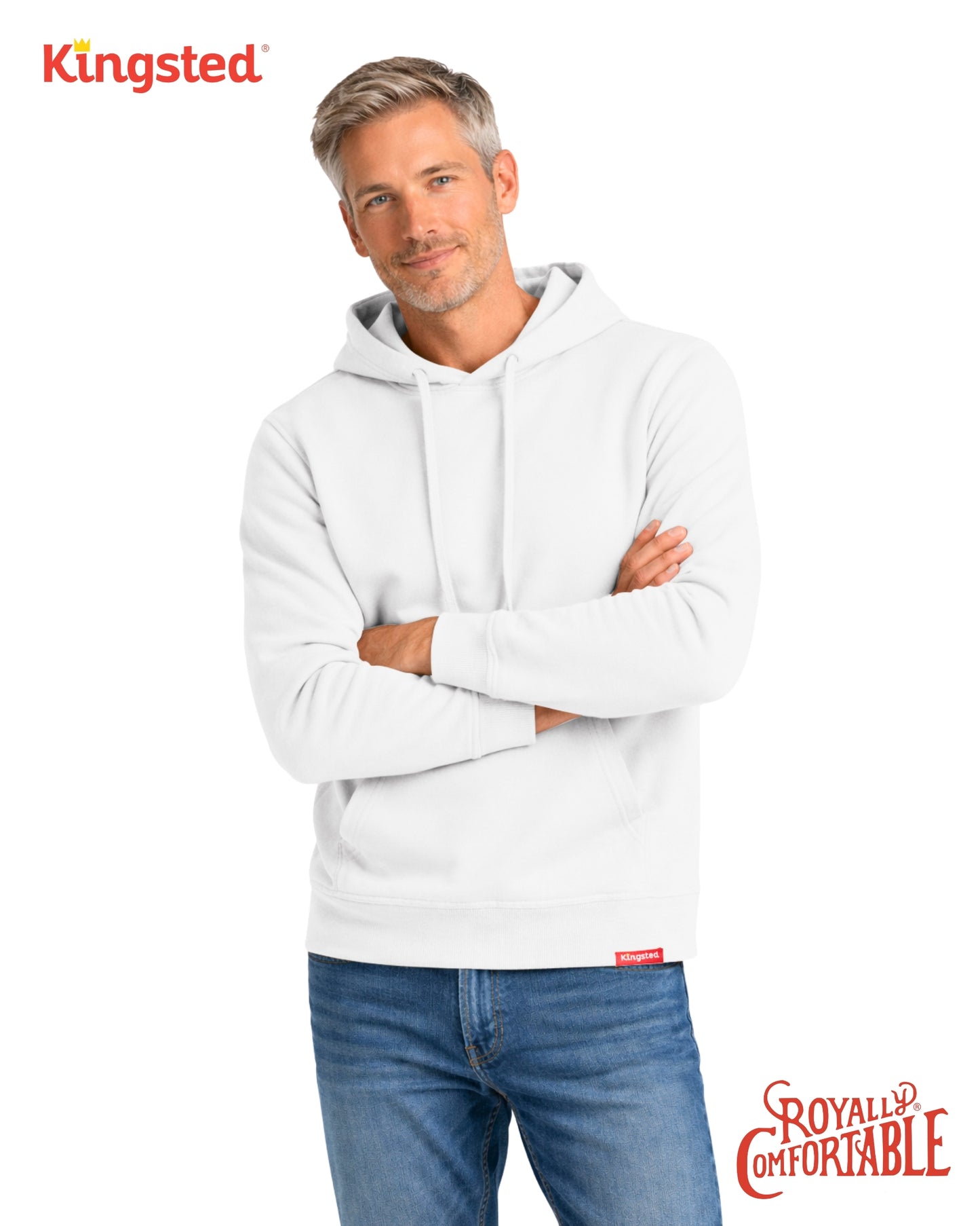 Lightweight Terry Hoodie (White) - Kingsted