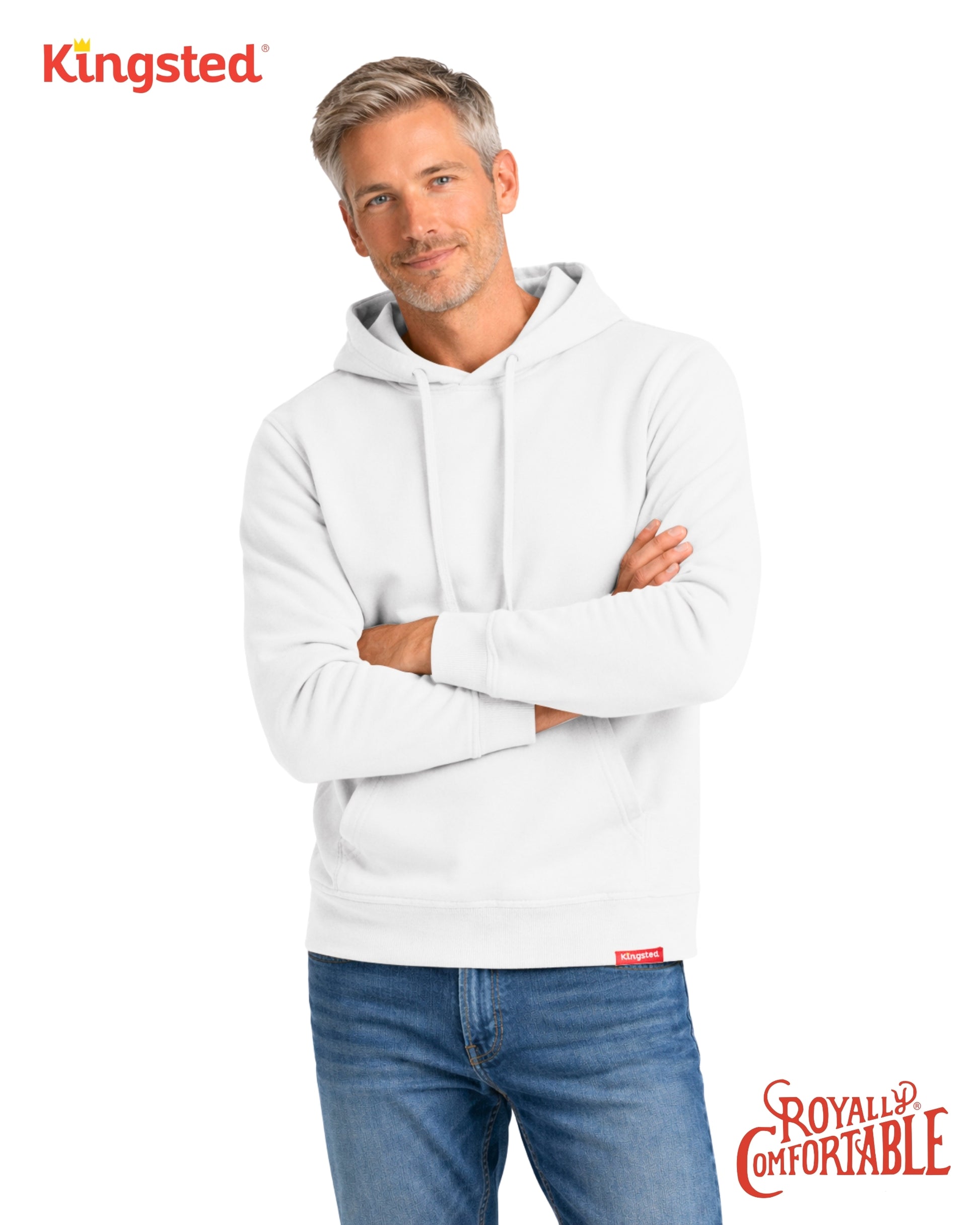 Lightweight Terry Hoodie (White) - Kingsted