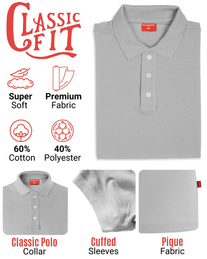 Classic Pique Polo Shirts for Men (Grey)