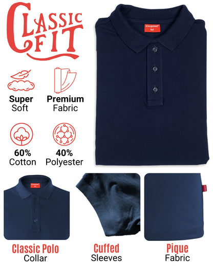 Classic Pique Polo Shirts for Men (Navy Blue)