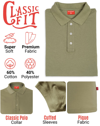 Classic Pique Polo Shirts for Men (Olive Green)