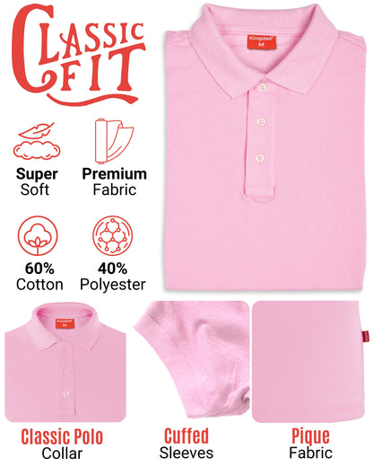 Classic Pique Polo Shirts for Men (Pink)