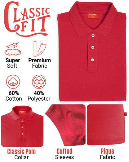 Classic Pique Polo Shirts for Men (Red)