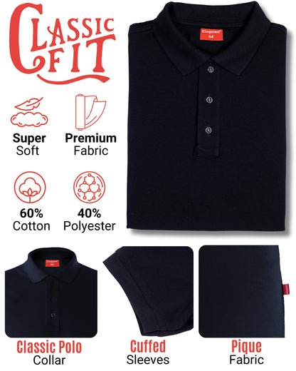 Classic Pique Polo Shirts for Men (Black)