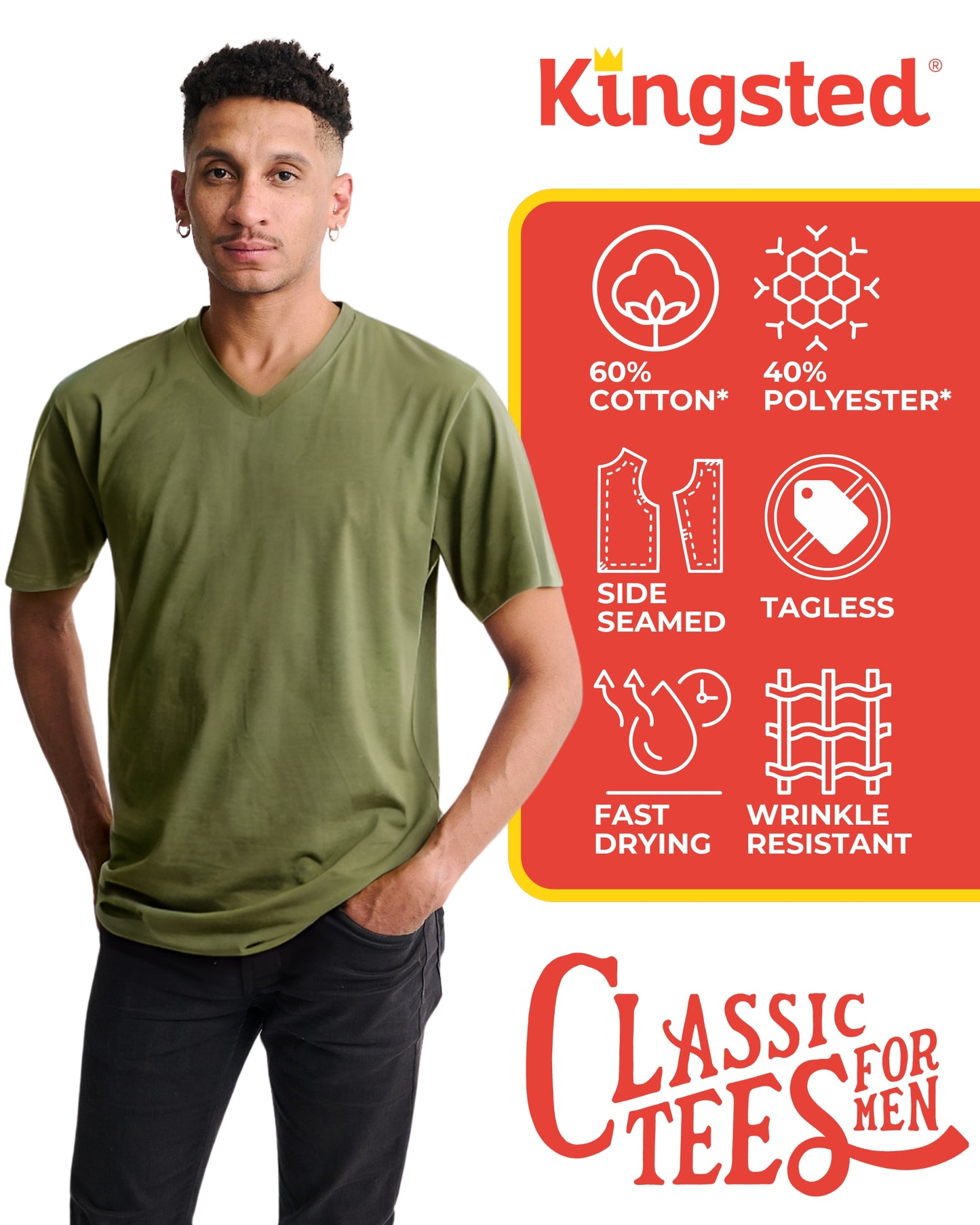 Short Sleeve V-Neck T-Shirts Multipack (Black 3 Pack)