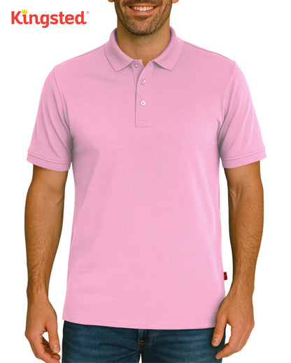 Classic Pique Polo Shirts for Men (Pink)