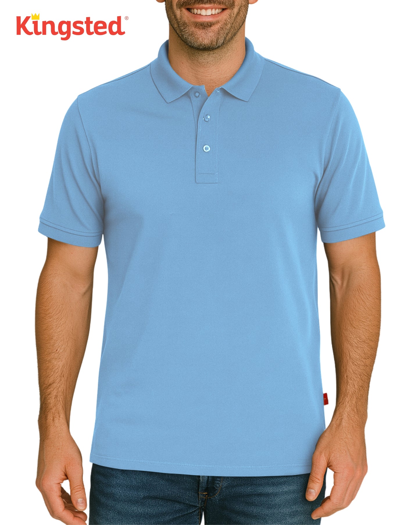 Classic Pique Polo Shirts for Men (Sky Blue)