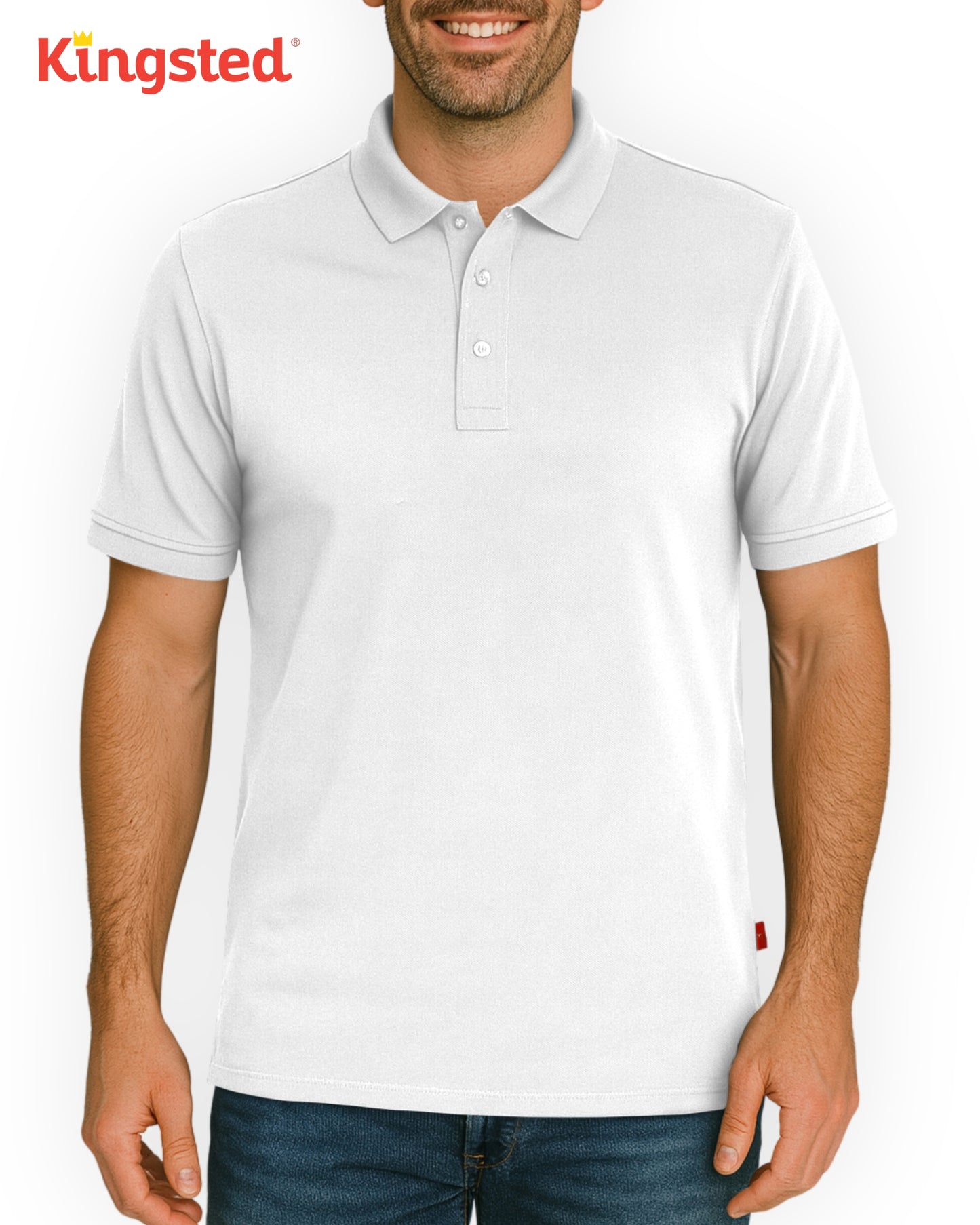 Classic Pique Polo Shirts for Men (White)