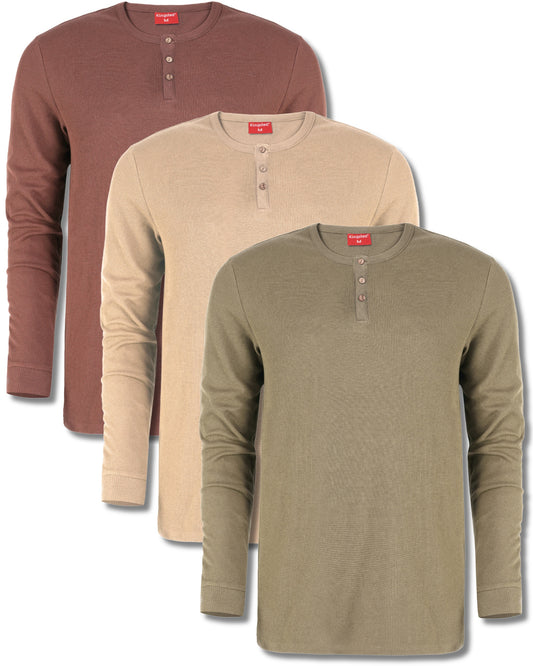 Long Sleeve Waffle Knit Henley Multipack (Camo 3-Pack) - Kingsted