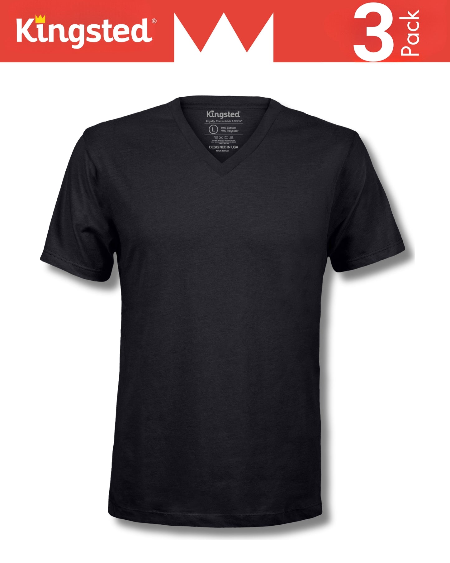 Short Sleeve V-Neck T-Shirts Multipack (Black 3 Pack)