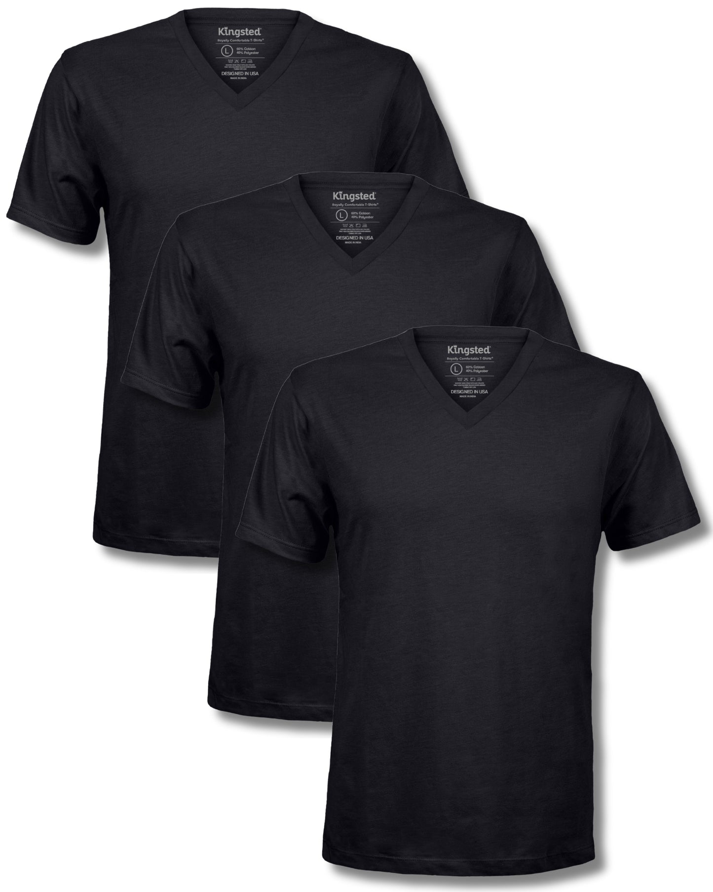 Short Sleeve V-Neck T-Shirts Multipack (Black 3 Pack)