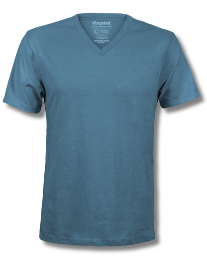 Short Sleeve V-Neck T-Shirts (Azure)