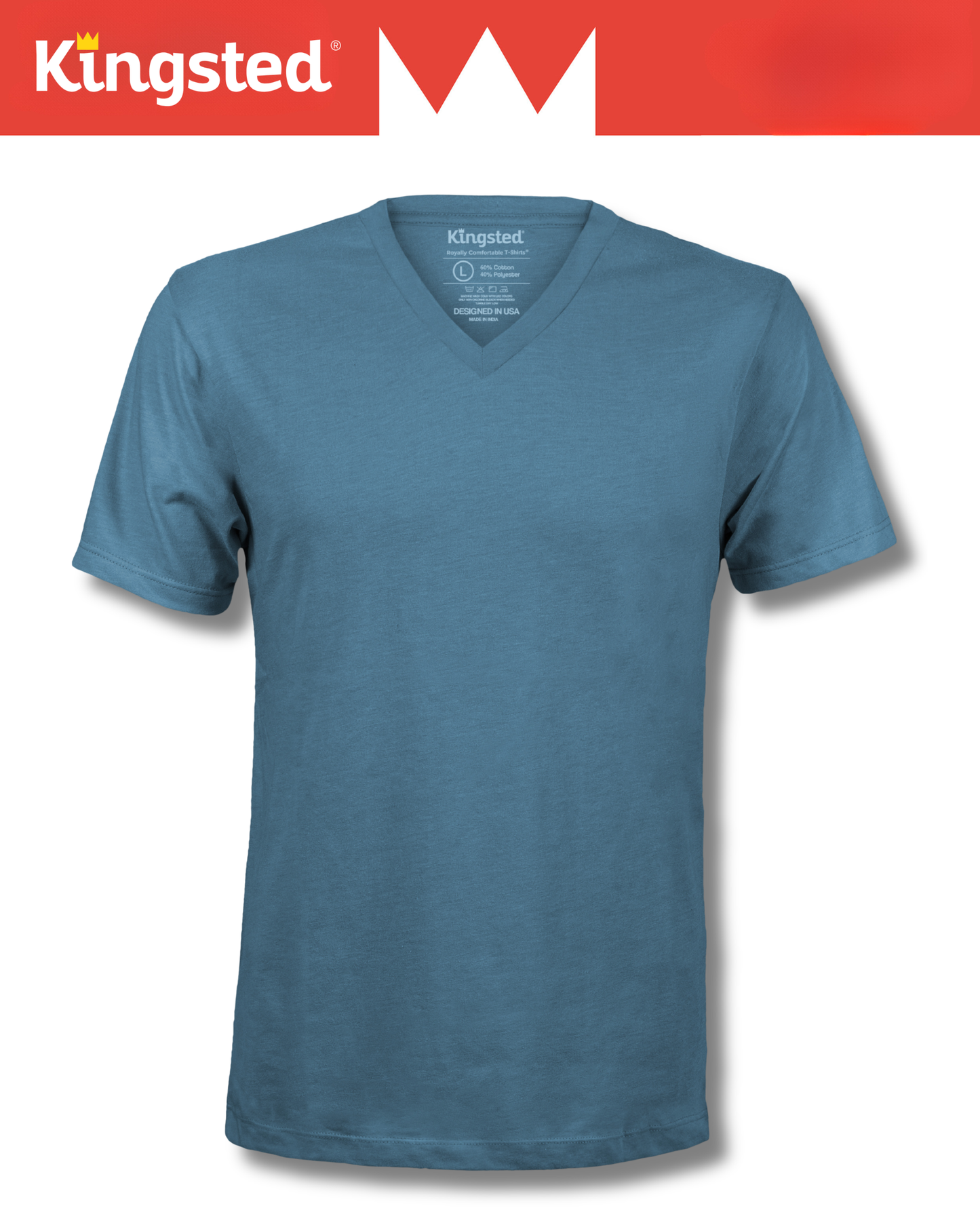 Short Sleeve V-Neck T-Shirts (Azure)