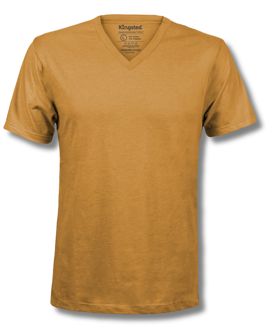 Short Sleeve V-Neck T-Shirts (Mustard)