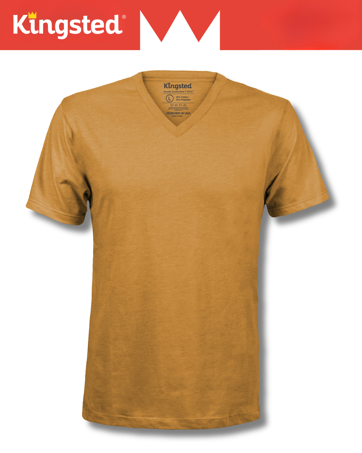Short Sleeve V-Neck T-Shirts (Mustard)